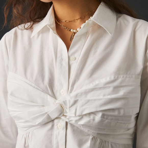 Anthropologie Maeve Poplin Buttondown Blouse - Picture 3 of 5